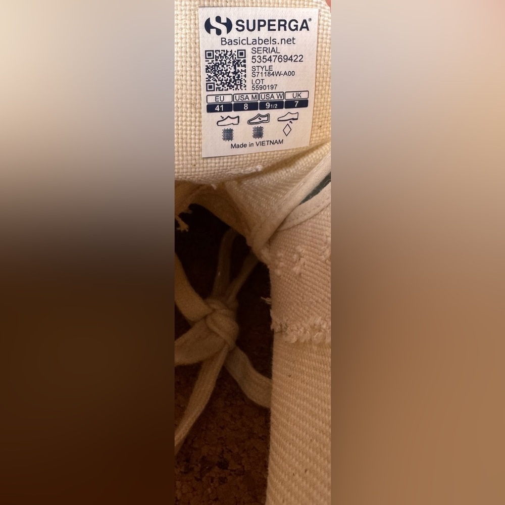 Superga 2341 alpina high top beige Canvas Sneakers unisex mens 8 women 9.5 NWOT - Picture 5 of 8